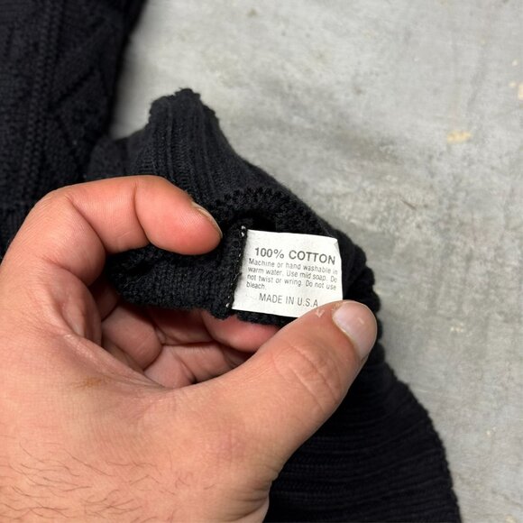 Vintage Jondel Knit Cardigan Made in USA Cotton Black XL - Picture 6 of 6